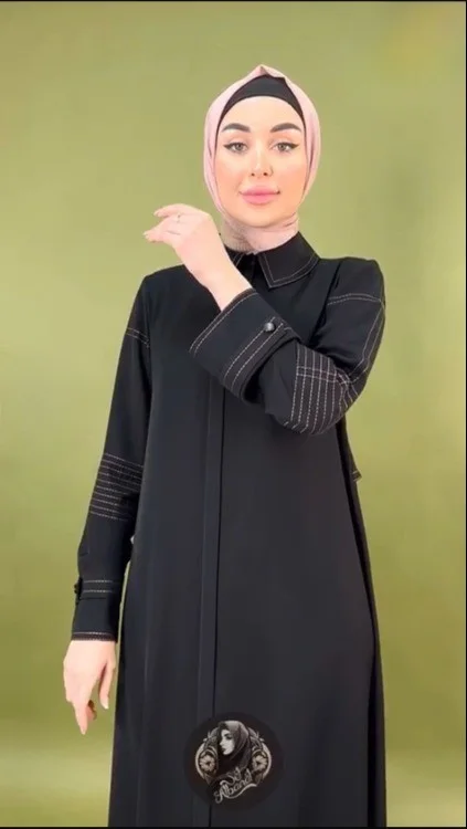 elegant collared abaya with modern stitching 